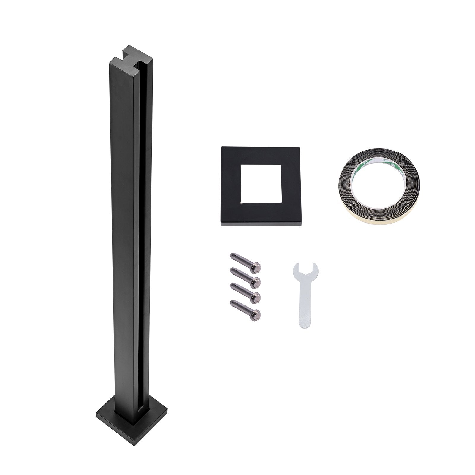 VEVOR Glass Clamp, 41.34" Height Glass Railing Bracket for 0.39 "-0.47 " Thickness Tempered Glass, 304 Stainless Steel Glass Mounting Clamp, Glass Shelf Bracket for Balcony, Garden, Deck, Stair, Black 