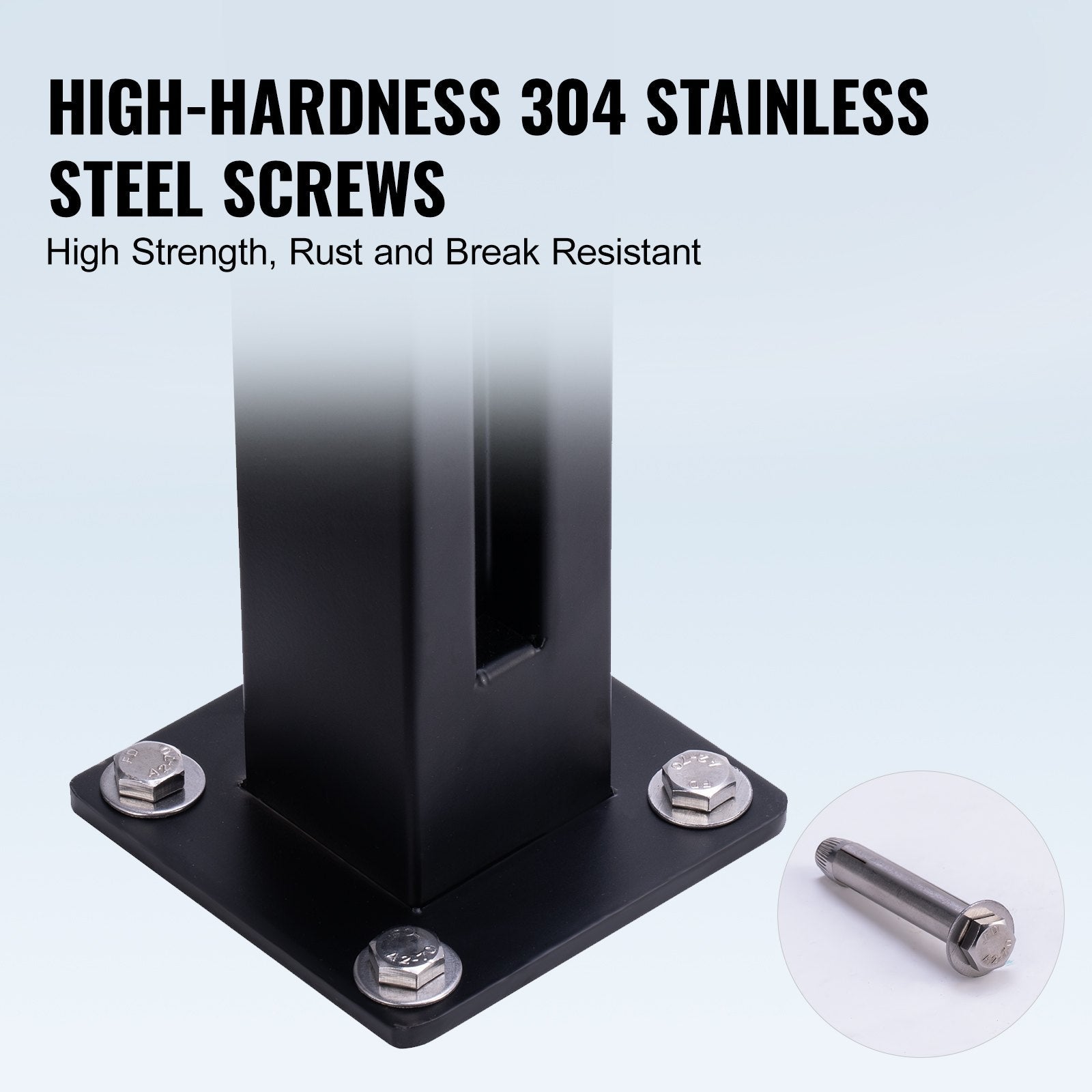 VEVOR Glass Clamp, 37.4" Height Glass Railing Bracket for 0.39 "-0.47 " Thickness Tempered Glass, 304 Stainless Steel Glass Mounting Clamp, Glass Shelf Bracket for Balcony, Garden, Deck, Stair, Black 
