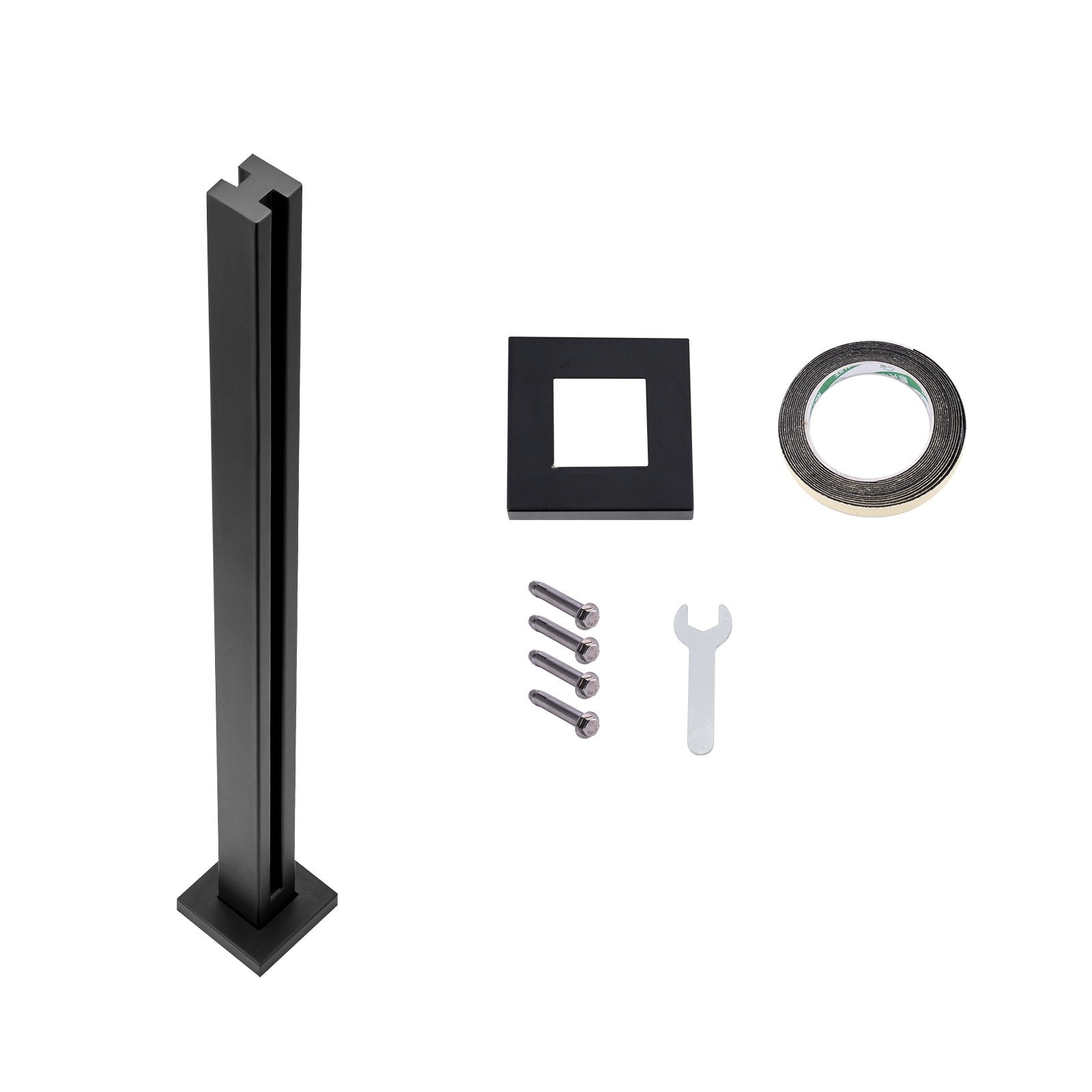 VEVOR Glass Clamp, 37.4" Height Glass Railing Bracket for 0.39 "-0.47 " Thickness Tempered Glass, 304 Stainless Steel Glass Mounting Clamp, Glass Shelf Bracket for Balcony, Garden, Deck, Stair, Black 