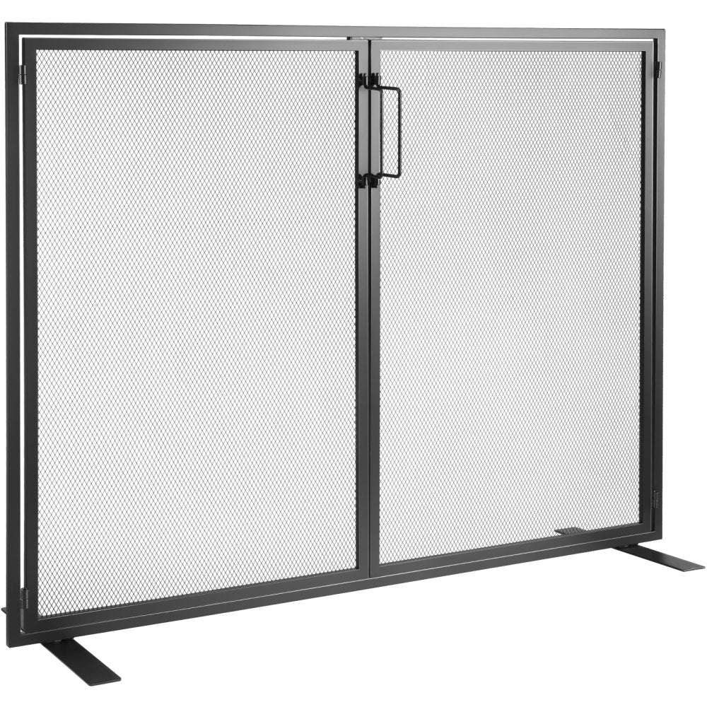 VEVOR Fireplace Screen 1 Panel with Door, Sturdy Iron Mesh Fireplace Screen, 38.98"(L) x30.7"(H) Spark Guard Cover, Simple Installation, Free Standing Fire Fence Grate for Living Room Home Decor Moder 