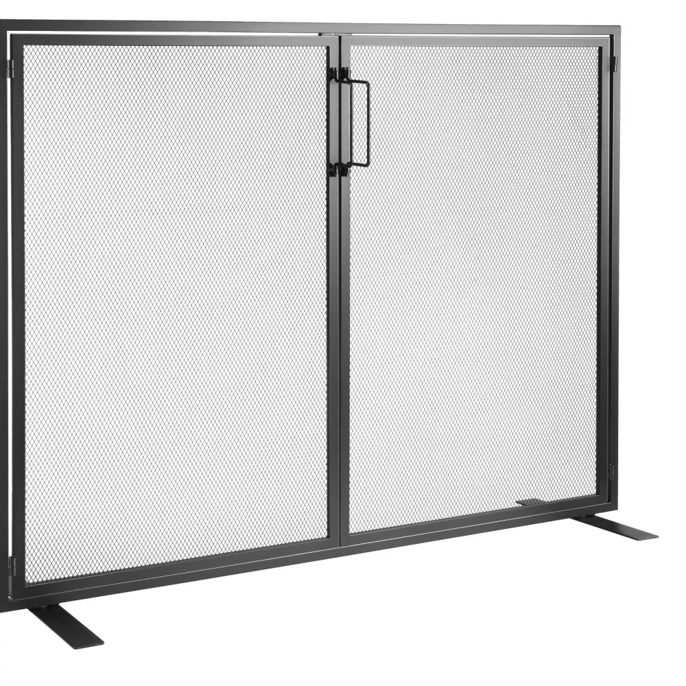 VEVOR Fireplace Screen 1 Panel with Door, Sturdy Iron Mesh Fireplace Screen, 38.98"(L) x30.7"(H) Spark Guard Cover, Simple Installation, Free Standing Fire Fence Grate for Living Room Home Decor Moder 