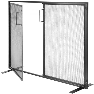 VEVOR Fireplace Screen 1 Panel with Door, Sturdy Iron Mesh Fireplace Screen, 38.98"(L) x30.7"(H) Spark Guard Cover, Simple Installation, Free Standing Fire Fence Grate for Living Room Home Decor Moder 