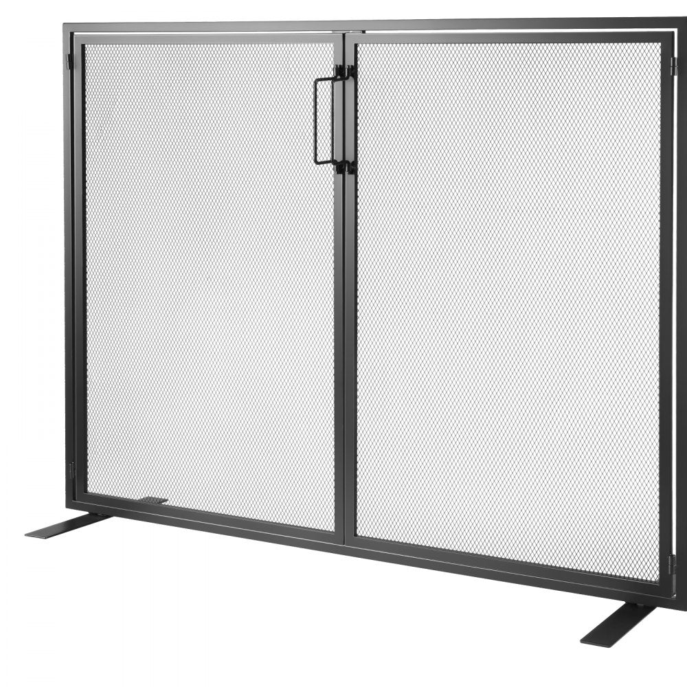 VEVOR Fireplace Screen 1 Panel with Door, Sturdy Iron Mesh Fireplace Screen, 38.98"(L) x30.7"(H) Spark Guard Cover, Simple Installation, Free Standing Fire Fence Grate for Living Room Home Decor Moder 