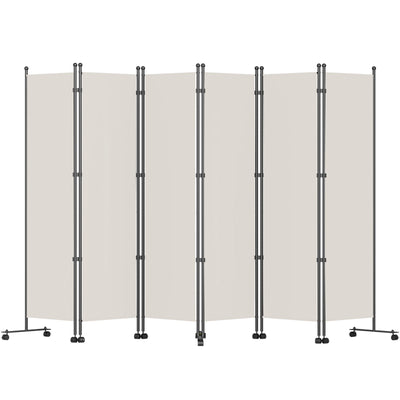VEVOR 6 Panel Room Divider, 6 FT Tall, Freestanding & Folding Privacy Screen w/ Swivel Casters & Aluminum Alloy Frame, Oxford Bag Included, Room Partition for Office Home, 121" W x 14" D x 73"H, White 