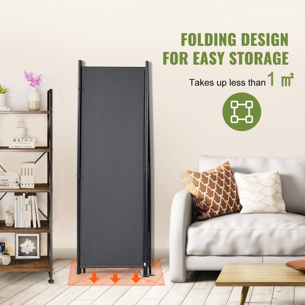 VEVOR Room Divider, 5.6 ft Room Dividers and Folding Privacy Screens (4-panel), Fabric Partition Room Dividers for Office, Bedroom, Dining Room, Study, Freestanding, Grey 