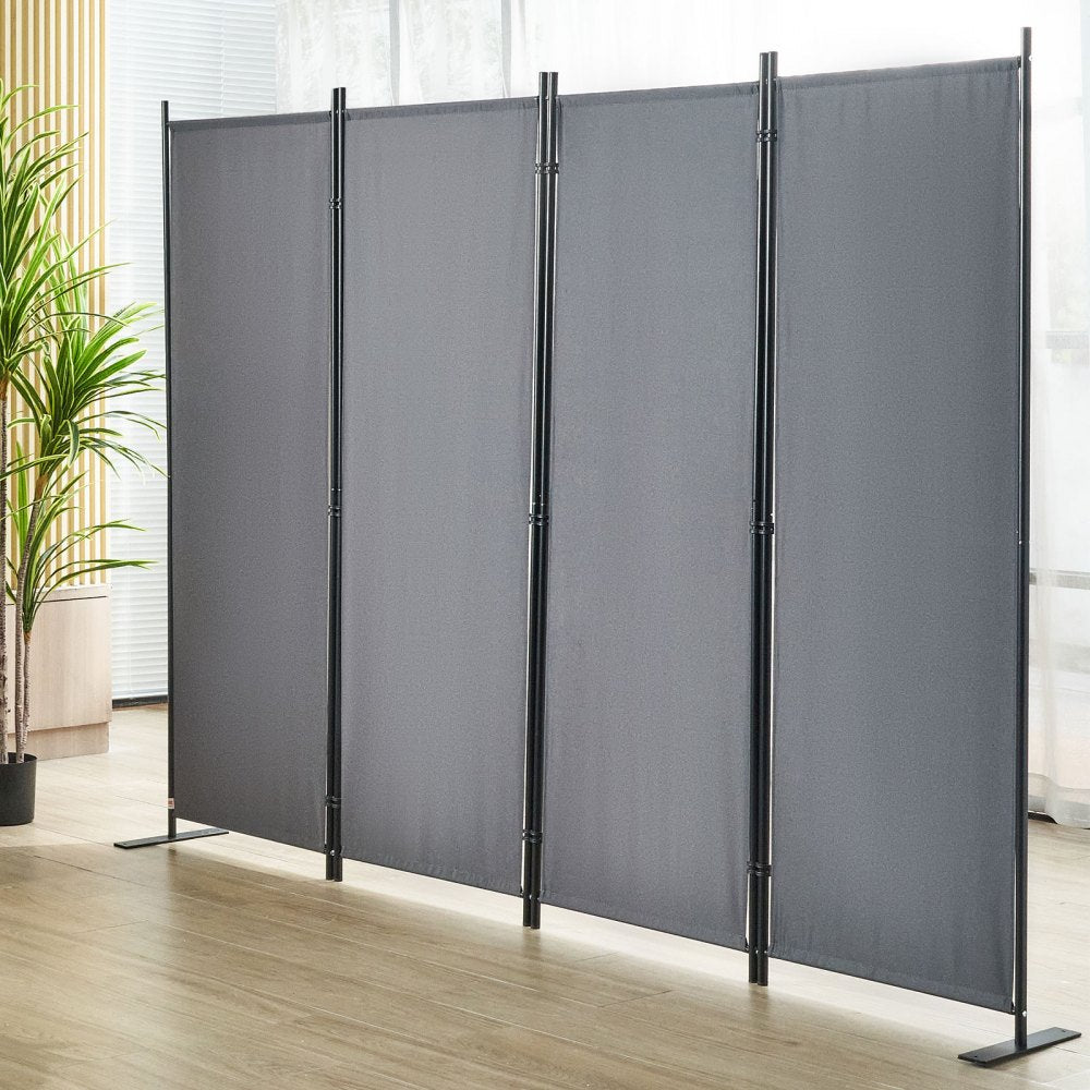 VEVOR Room Divider, 5.6 ft Room Dividers and Folding Privacy Screens (4-panel), Fabric Partition Room Dividers for Office, Bedroom, Dining Room, Study, Freestanding, Grey 