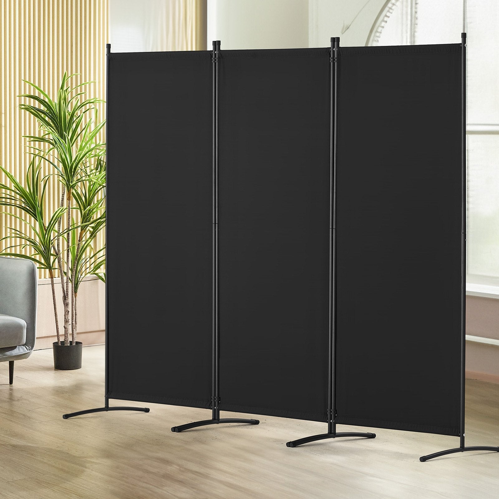 VEVOR Room Divider 3-Panel Folding Privacy Screen Fabric Partition Office Black 
