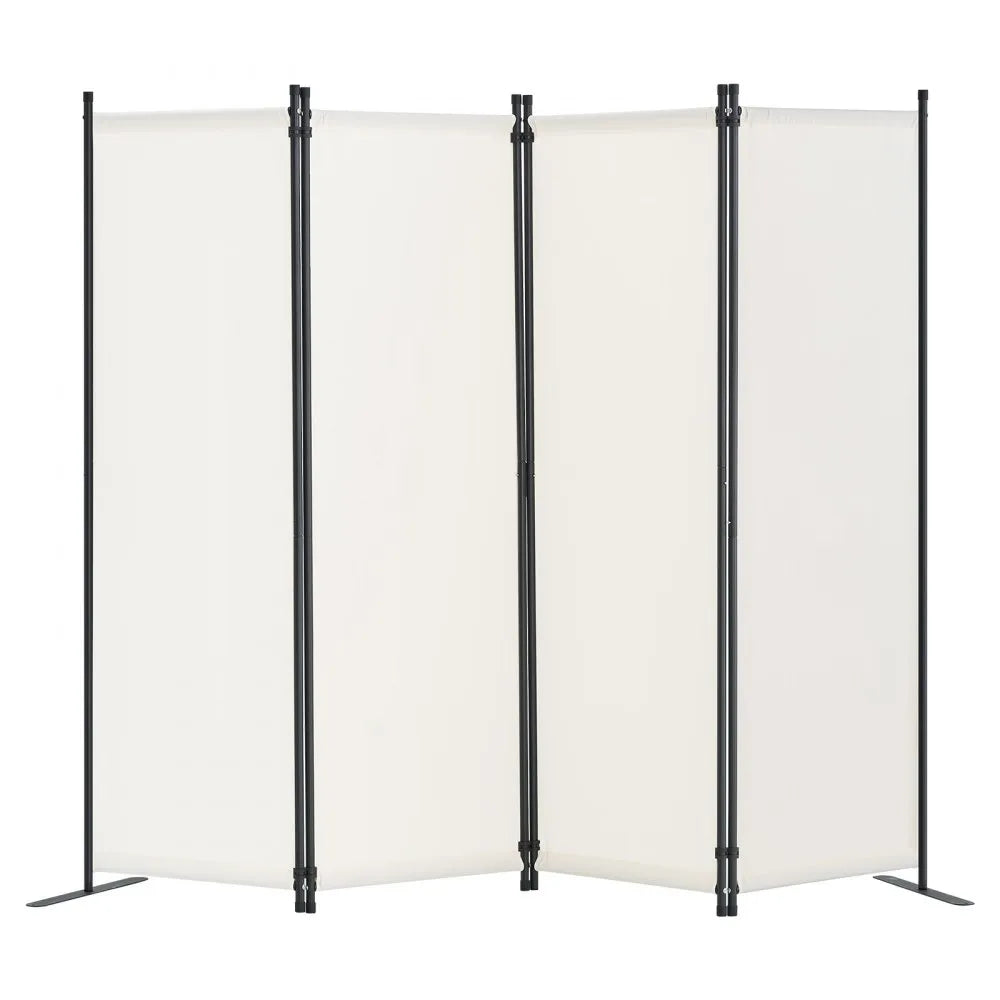 VEVOR Room Divider 4-Panel Folding Privacy Screen Fabric Partition Office White