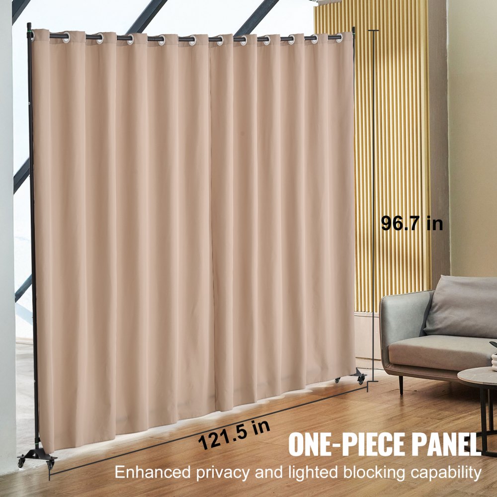 VEVOR Room Divider Portable Panel Room Divider with Wheels Privacy Screen Brown 