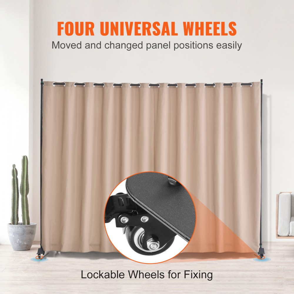 VEVOR Room Divider Portable Panel Room Divider with Wheels Privacy Screen Brown 