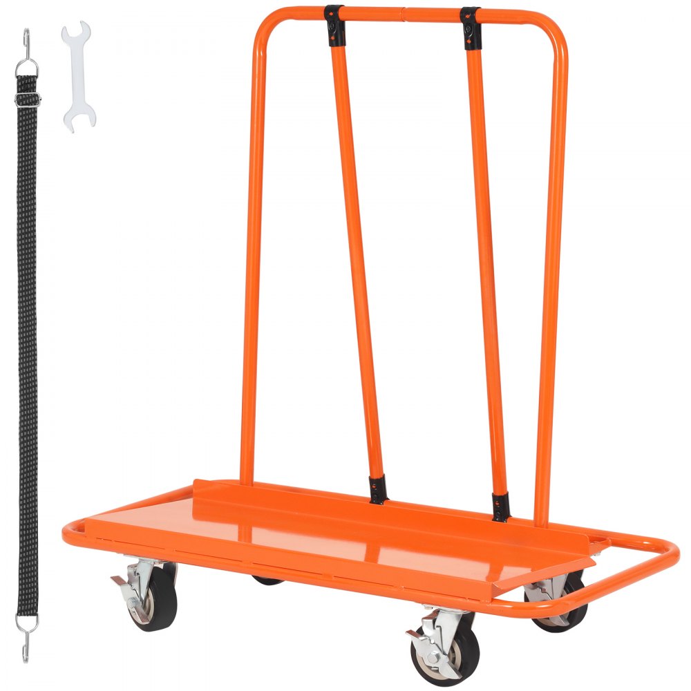 VEVOR Drywall Cart, 3000 LBS Panel Dolly Cart with 45.28" x 21.8" Deck and 5" Swivel Wheels, Heavy-Duty Drywall Sheet Cart, Handling Wall Panel, Sheetrock, Lumber, for Garage, Home, Warehouse 