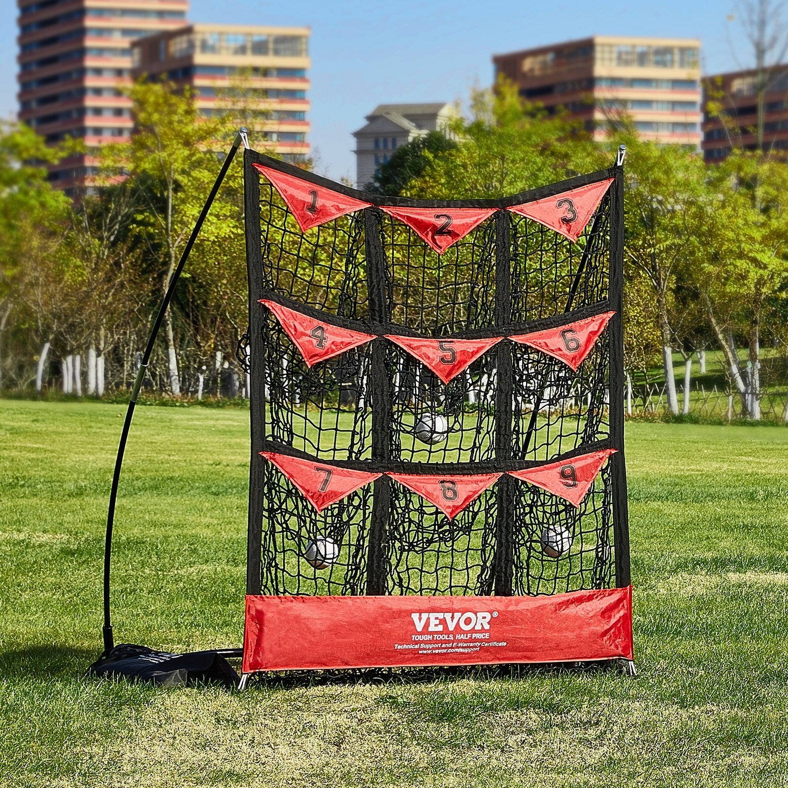VEVOR 9 Hole Baseball Net, 36"x30" Softball Baseball Training Equipment for Hitting Pitching Practice, Portable Quick Assembly Trainer Aid with Carry Bag, Strike Zone, Ground Stakes, for Youth Adults 