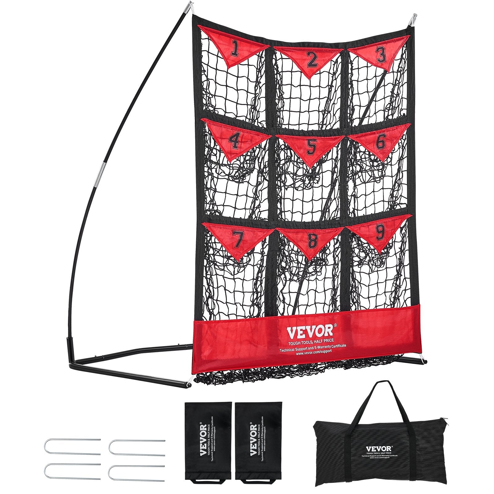 VEVOR 9 Hole Baseball Net, 36"x30" Softball Baseball Training Equipment for Hitting Pitching Practice, Portable Quick Assembly Trainer Aid with Carry Bag, Strike Zone, Ground Stakes, for Youth Adults 