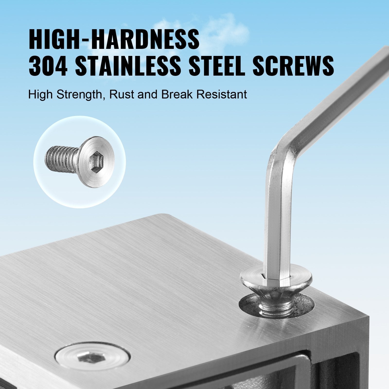 VEVOR Glass Clamp, 4 PCS Square Glass Railing Bracket for 0.31 "-0.47 " Tempered Glass, 304 Stainless Steel Glass Mounting Clamp, Glass Shelf Bracket for Balcony, Garden, Pool, Stair, Silver 