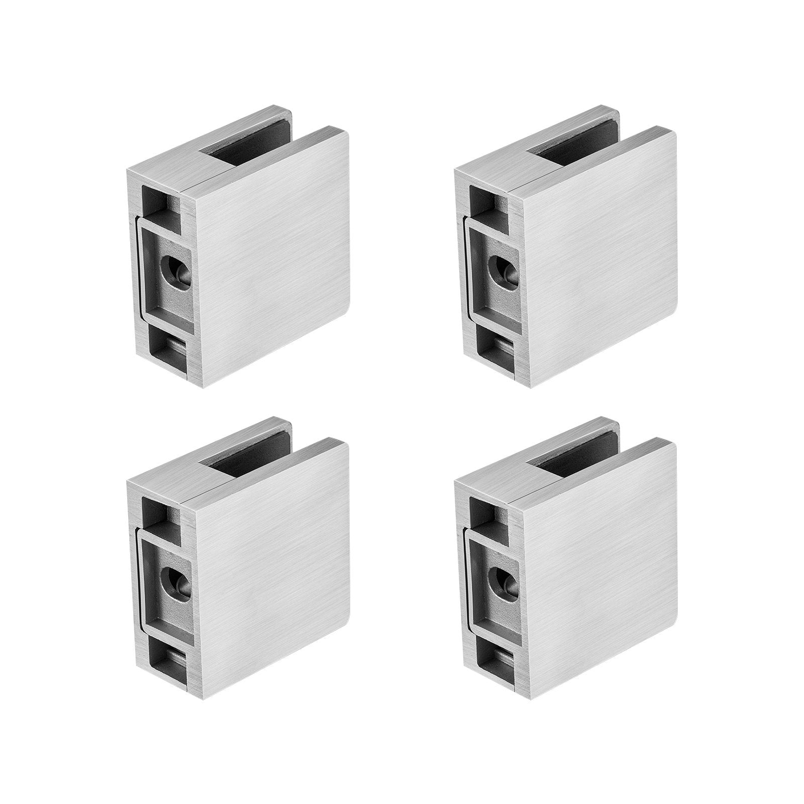 VEVOR Glass Clamp, 4 PCS Square Glass Railing Bracket for 0.31 "-0.47 " Tempered Glass, 304 Stainless Steel Glass Mounting Clamp, Glass Shelf Bracket for Balcony, Garden, Pool, Stair, Silver 