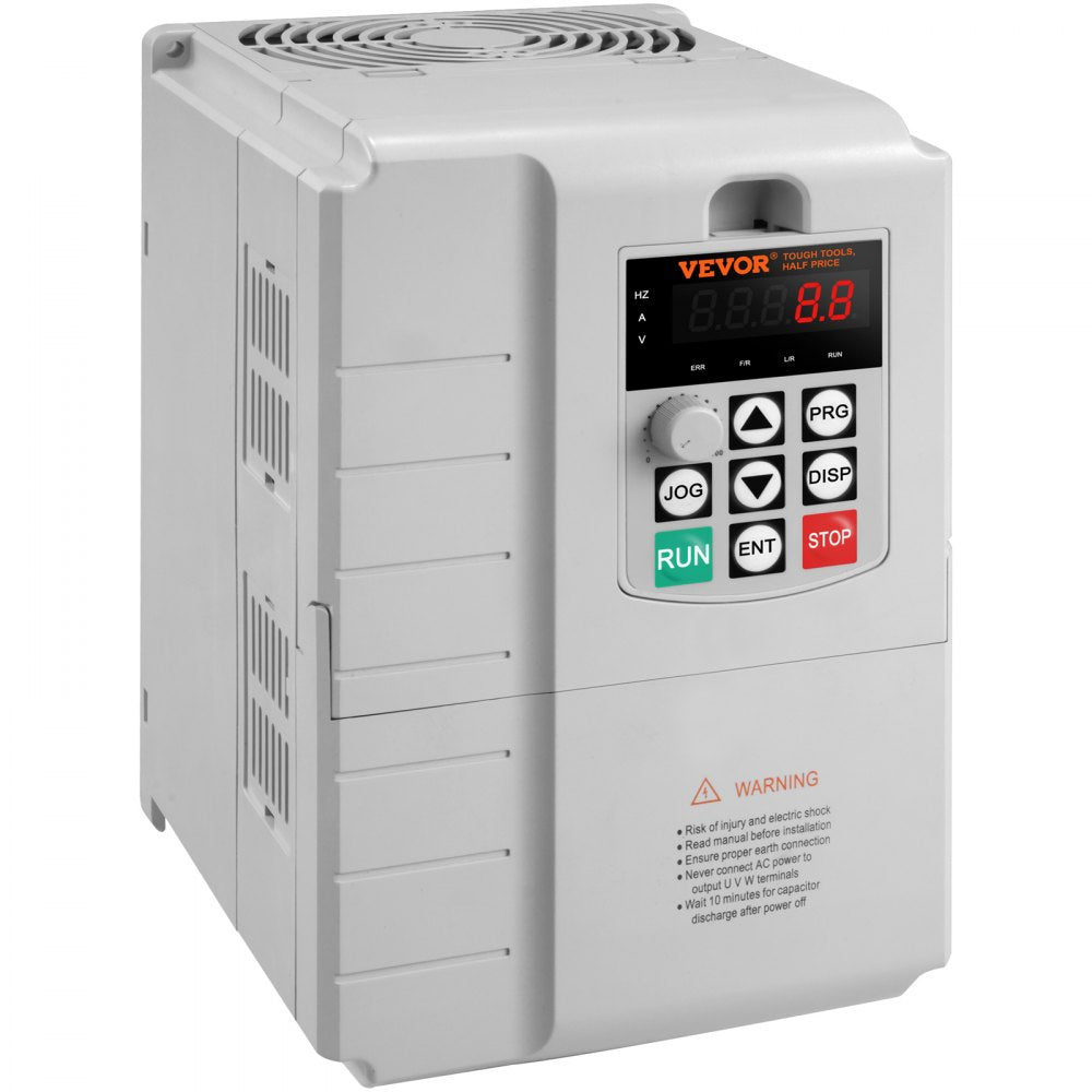 VEVOR VFD 10HP, 7.5KW, 34A, 1 Phase 220V-240V Input to 3 Phase 220V-240V Output Variable Frequency Drive, 0-400Hz VFD for AC Motor Speed Control 