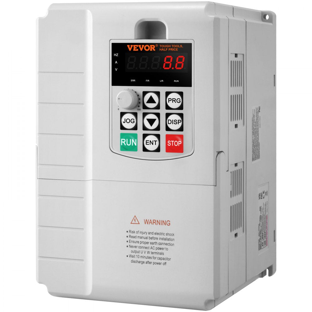 VEVOR VFD 10HP, 7.5KW, 34A, 1 Phase 220V-240V Input to 3 Phase 220V-240V Output Variable Frequency Drive, 0-400Hz VFD for AC Motor Speed Control 