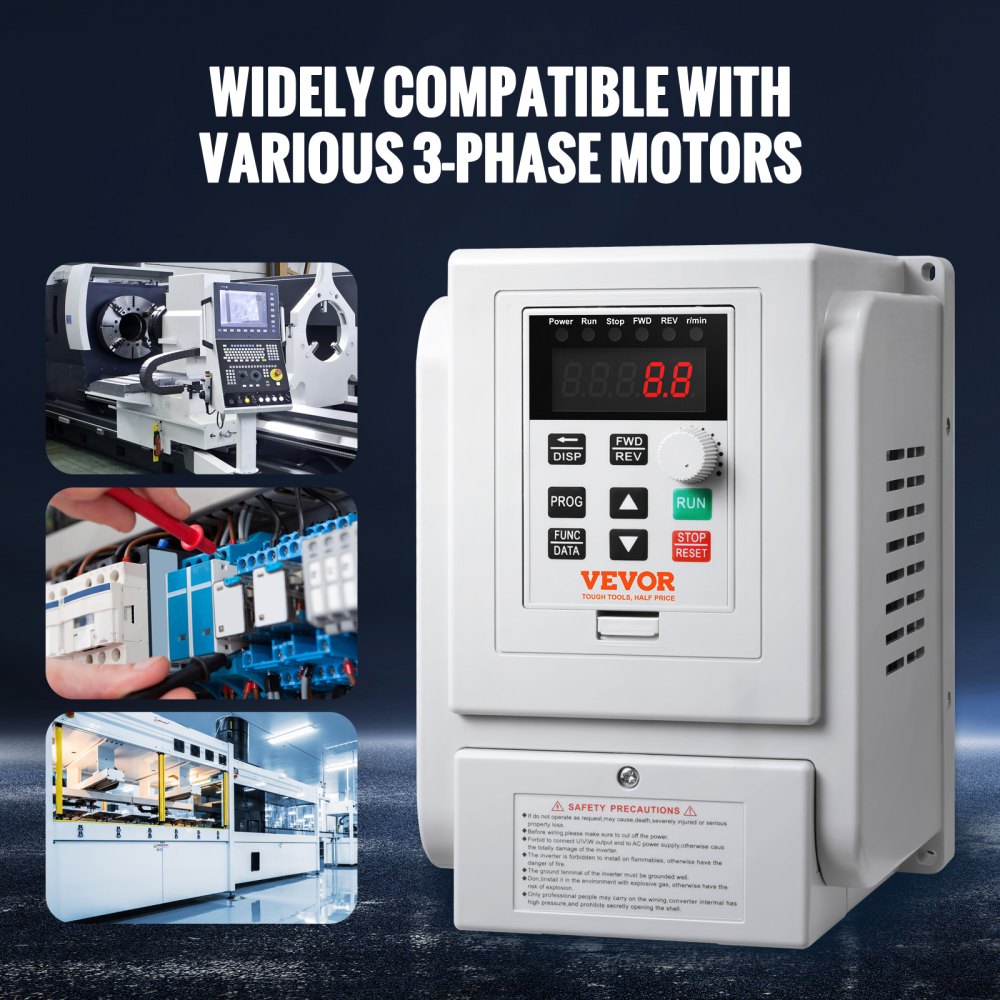 VEVOR VFD 5HP, 4KW, 18A, 1 Phase 220V-240V Input to 3 Phase 220V-240V Output Variable Frequency Drive, 0-400Hz VFD for AC Motor Speed Control 