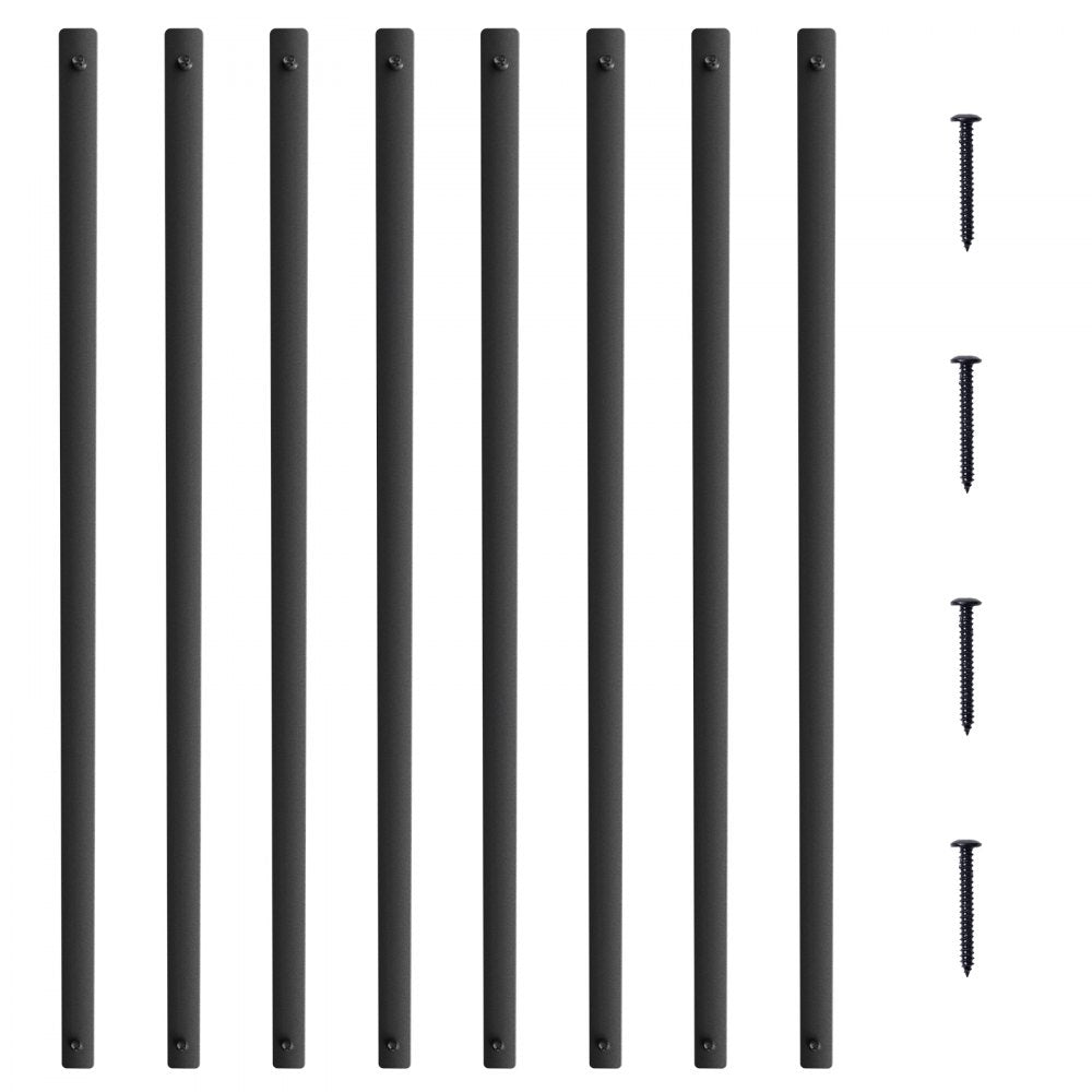 VEVOR Staircase Metal Balusters, 38'' x 1'' Flat Aluminum Alloy Decorative Banister Spindles, 72 Pack Deck Baluster with Screws, Classic Hollow Deck Railing Satin Black Powder Coated for Porch 