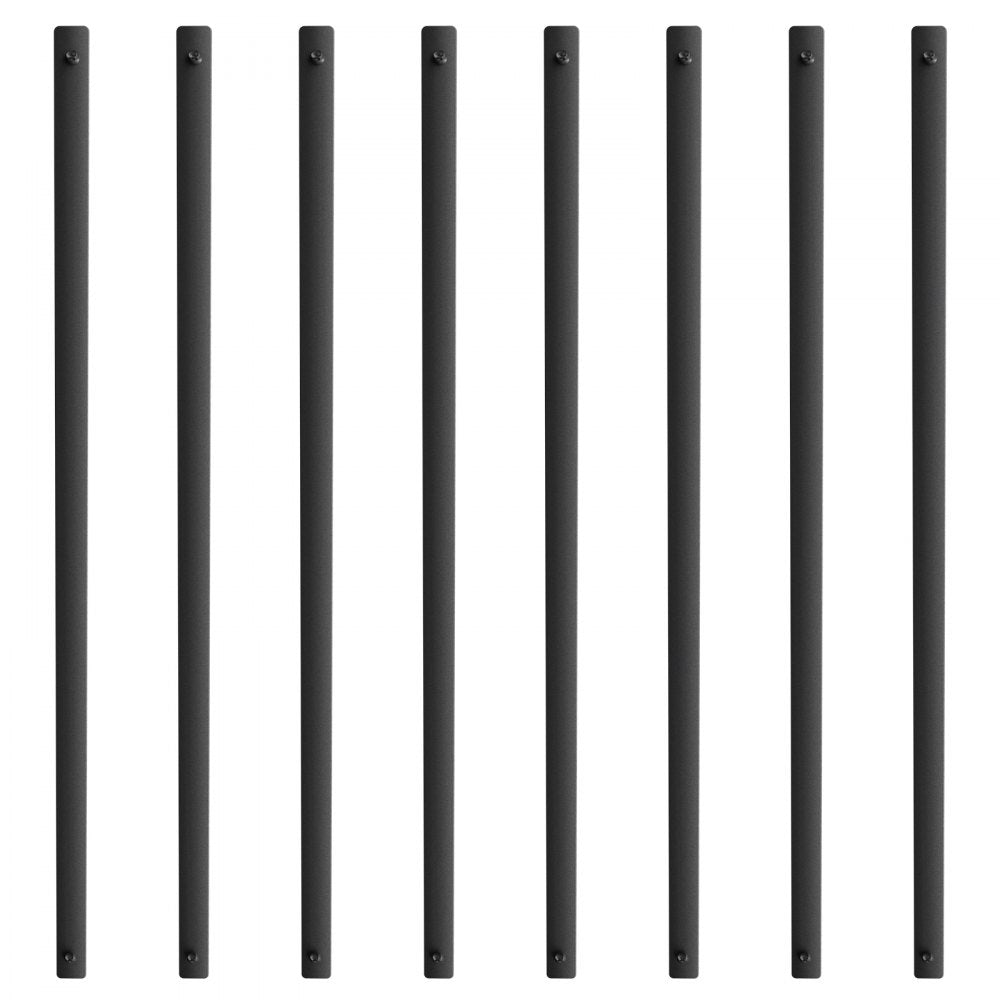 VEVOR Staircase Metal Balusters, 38'' x 1'' Flat Aluminum Alloy Decorative Banister Spindles, 72 Pack Deck Baluster with Screws, Classic Hollow Deck Railing Satin Black Powder Coated for Porch 