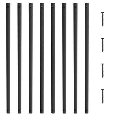 VEVOR Staircase Metal Balusters, 29.5'' x 1'' Flat Aluminum Alloy Decorative Banister Spindles, 51 Pack Deck Baluster with Screws, Classic Hollow Deck Railing Satin Black Powder Coated for Porch 