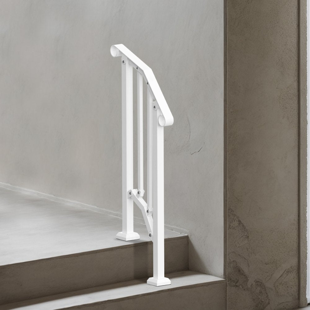 VEVOR 1-2 Step Handrails for Outdoor for Seniors Porch Deck Retro Arch White 