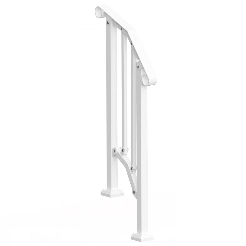 VEVOR 1-2 Step Handrails for Outdoor for Seniors Porch Deck Retro Arch White 