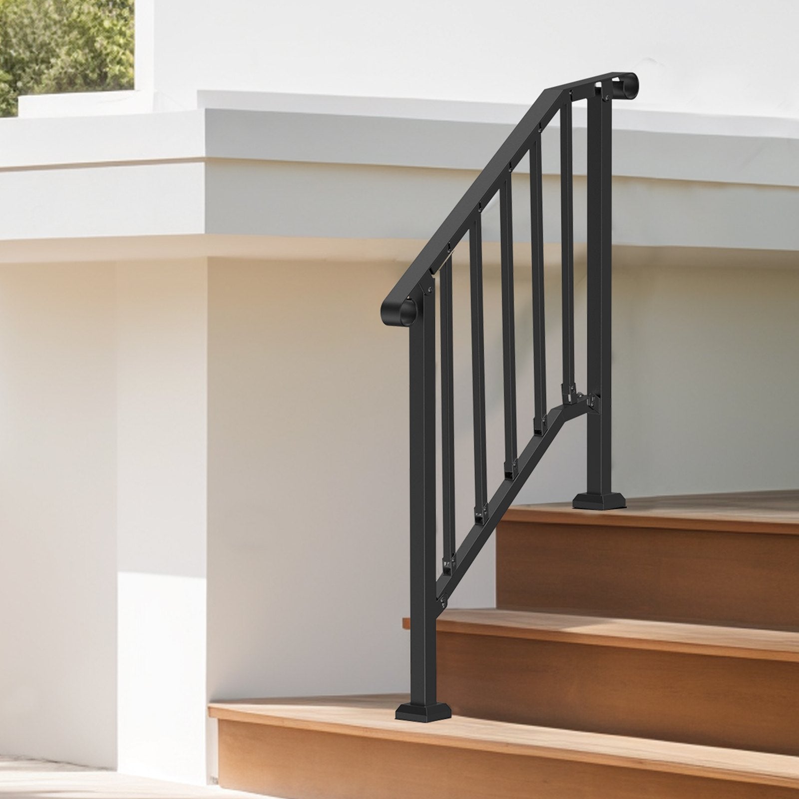 VEVOR 2-3 Step Handrails for Outdoor for Seniors Porch Deck Black Retro Arch 