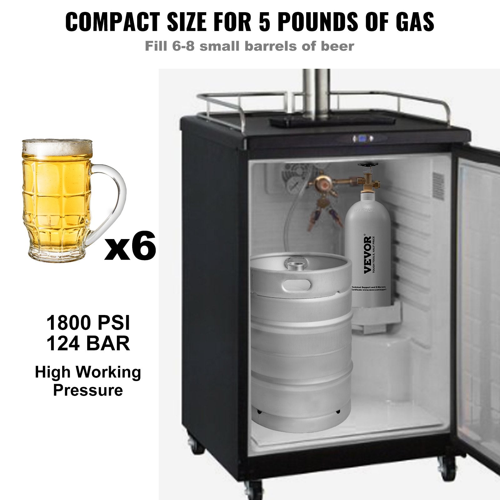 VEVOR 5 Lbs CO2 Tank Aluminum Gas Cylinder, Brand New CO2 Cylinder with Gray Spray Coating, CO2 Air Tank with CGA320 Valve, For Dispensing Draft Soda Beer 