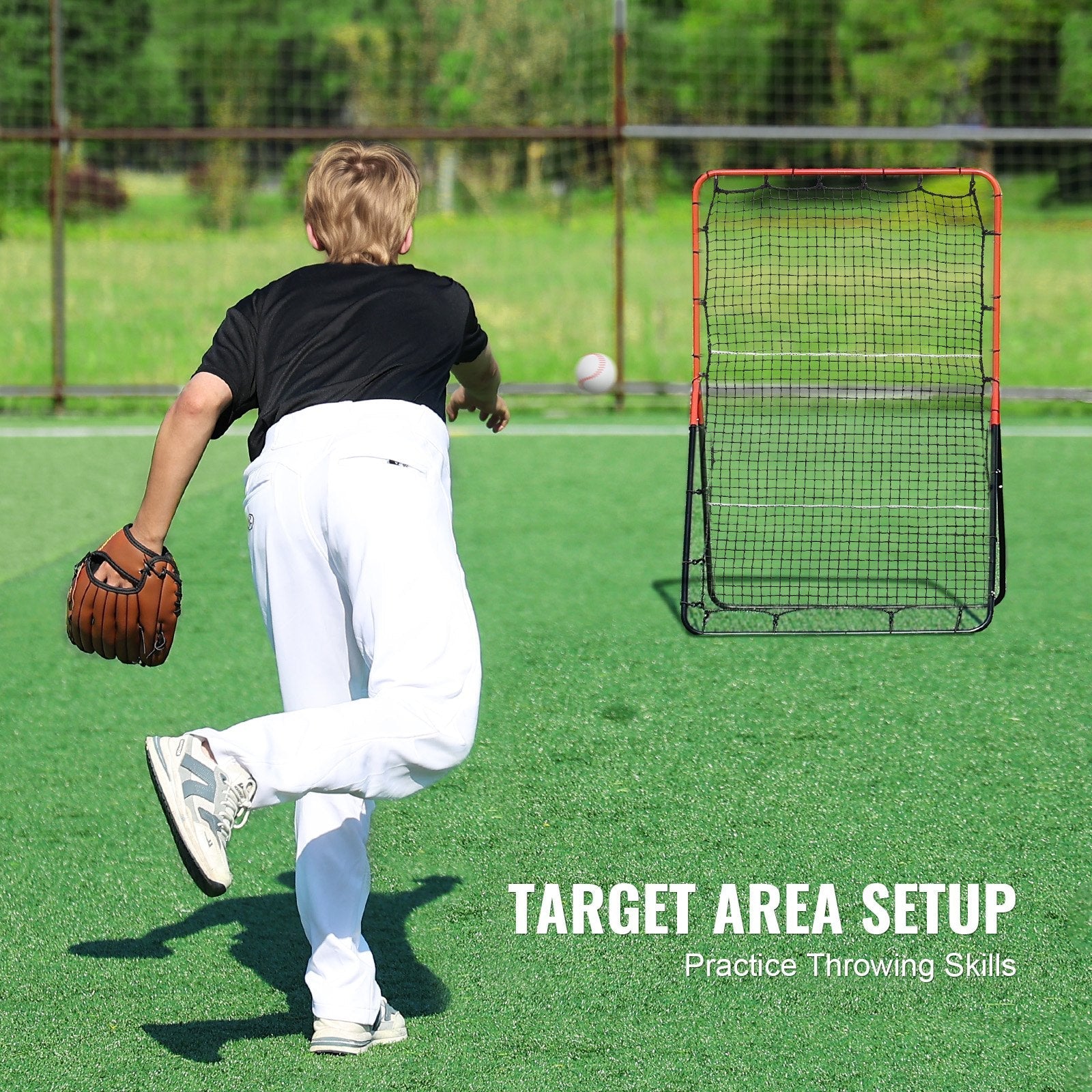 VEVOR Baseball And Softball Rebounder Net 3x4.5 ft PitchBack 3-Way Trainer 