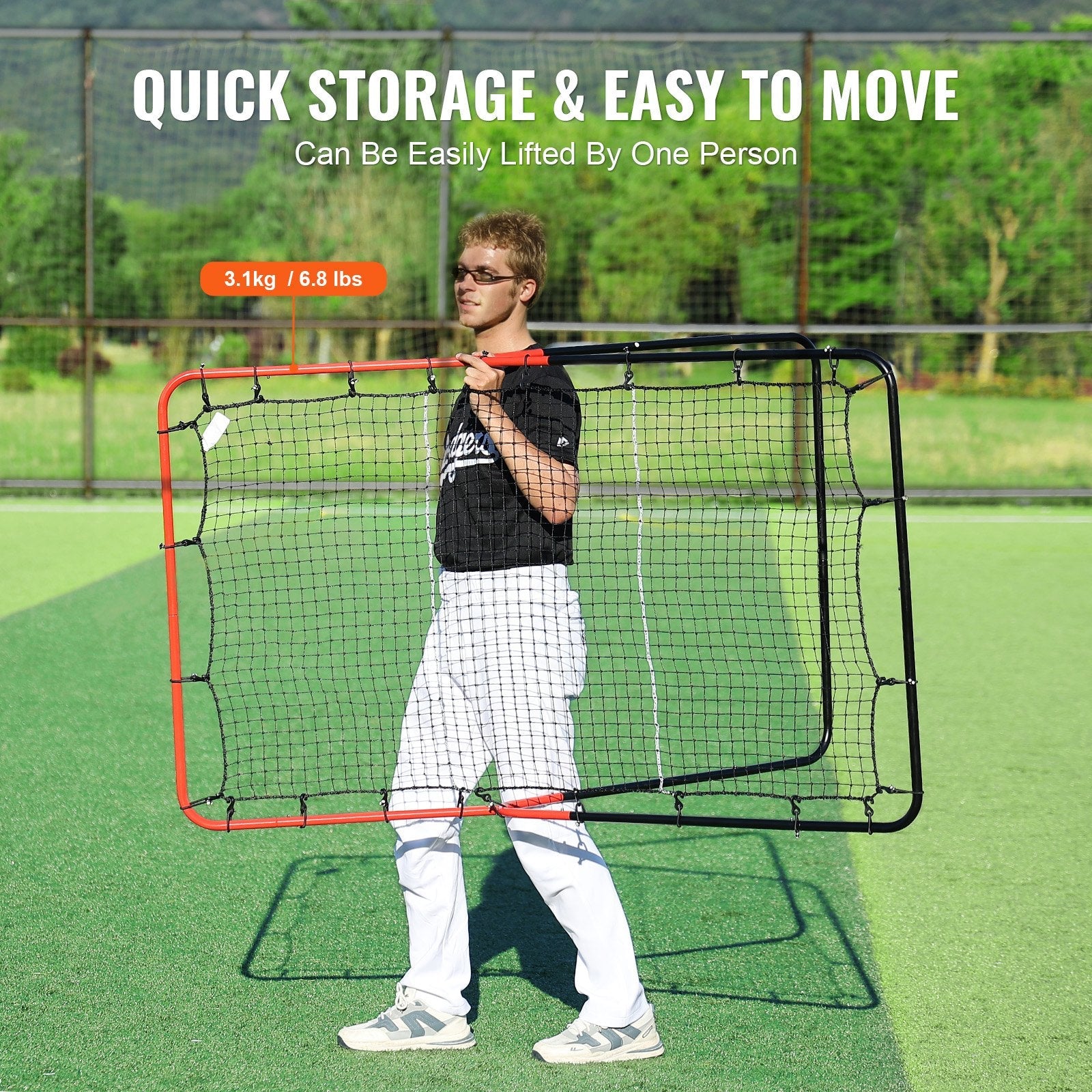 VEVOR Baseball And Softball Rebounder Net 3x4.5 ft PitchBack 3-Way Trainer 