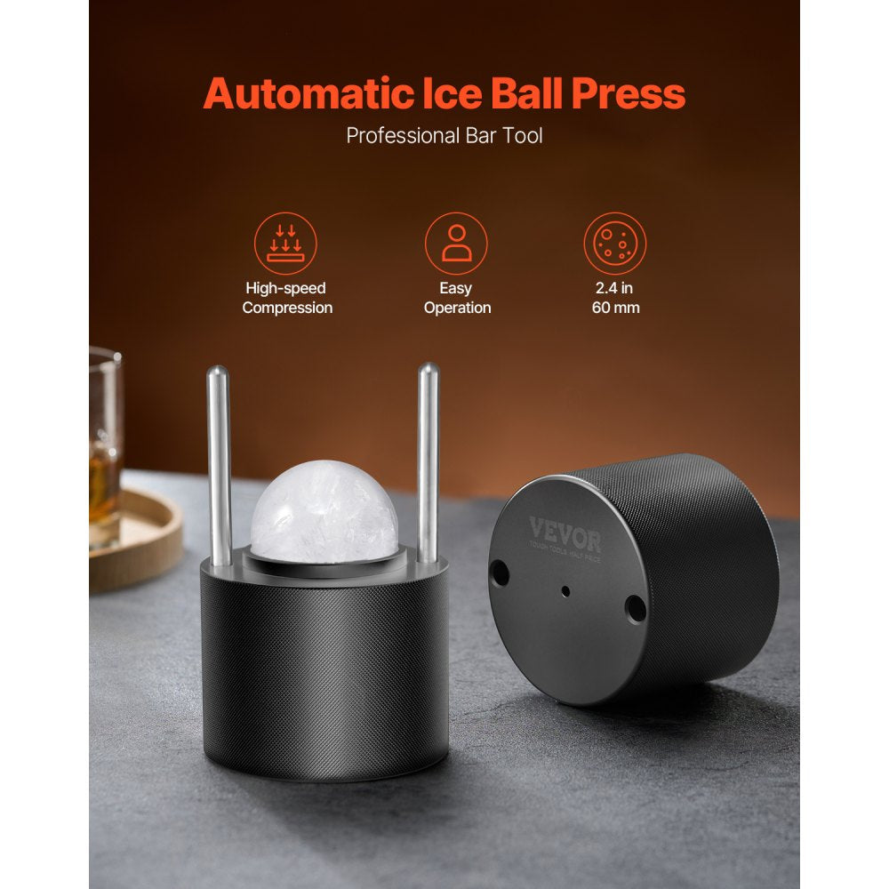 VEVOR Ice Ball Press Kit Ice Ball Maker 2.4"/60mm Clear Sphere Whiskeys Scot 