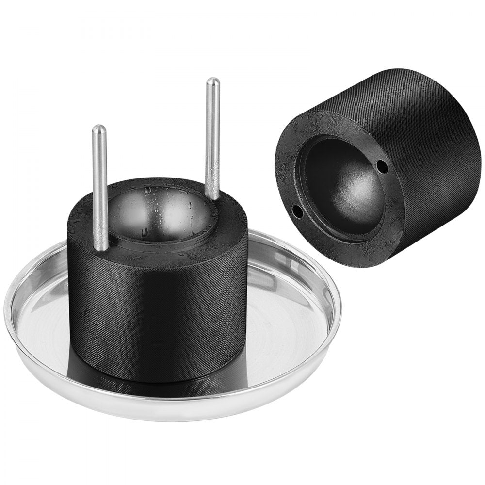 VEVOR Ice Ball Press, 2.4\" Ice Ball Maker, Aircraft Al Alloy Ice Ball Press Kit for 60mm Ice Sphere, Ice Press with Tong and Drip Tray, for Whiskey, Cocktail, Bourbon, Scot on Party & Holiday, Black 