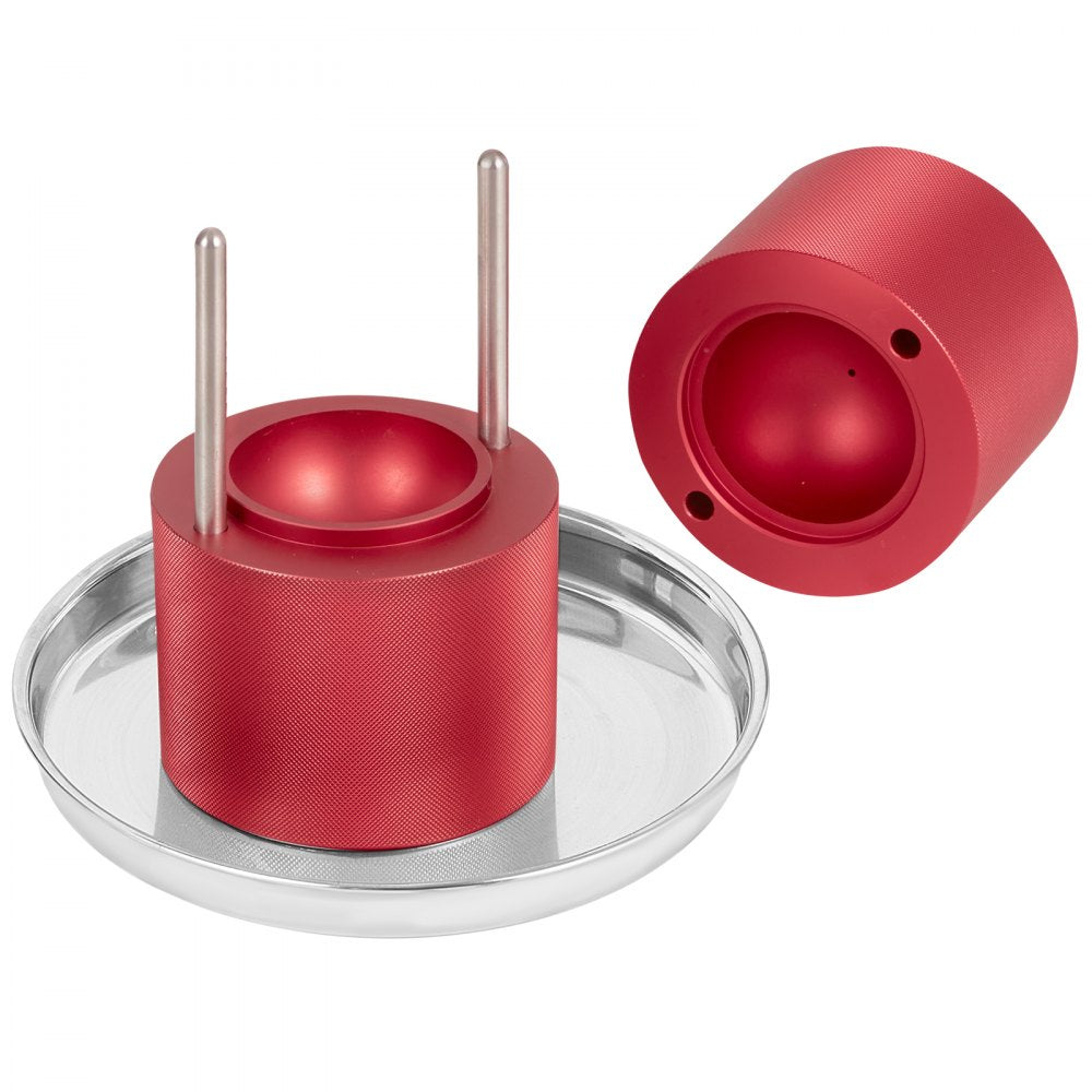 VEVOR Ice Ball Press, 2.4\" Ice Ball Maker, Aircraft Al Alloy Ice Ball Press Kit for 60mm Ice Sphere, Ice Press with Tong and Drip Tray, for Whiskey, Cocktail, Bourbon, Scot on Party & Holiday, Red 