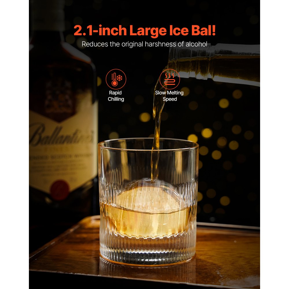 VEVOR Ice Ball Press Ice Ball Maker 2.1"/53mm Ice Press Kit for Whiskey Silver 