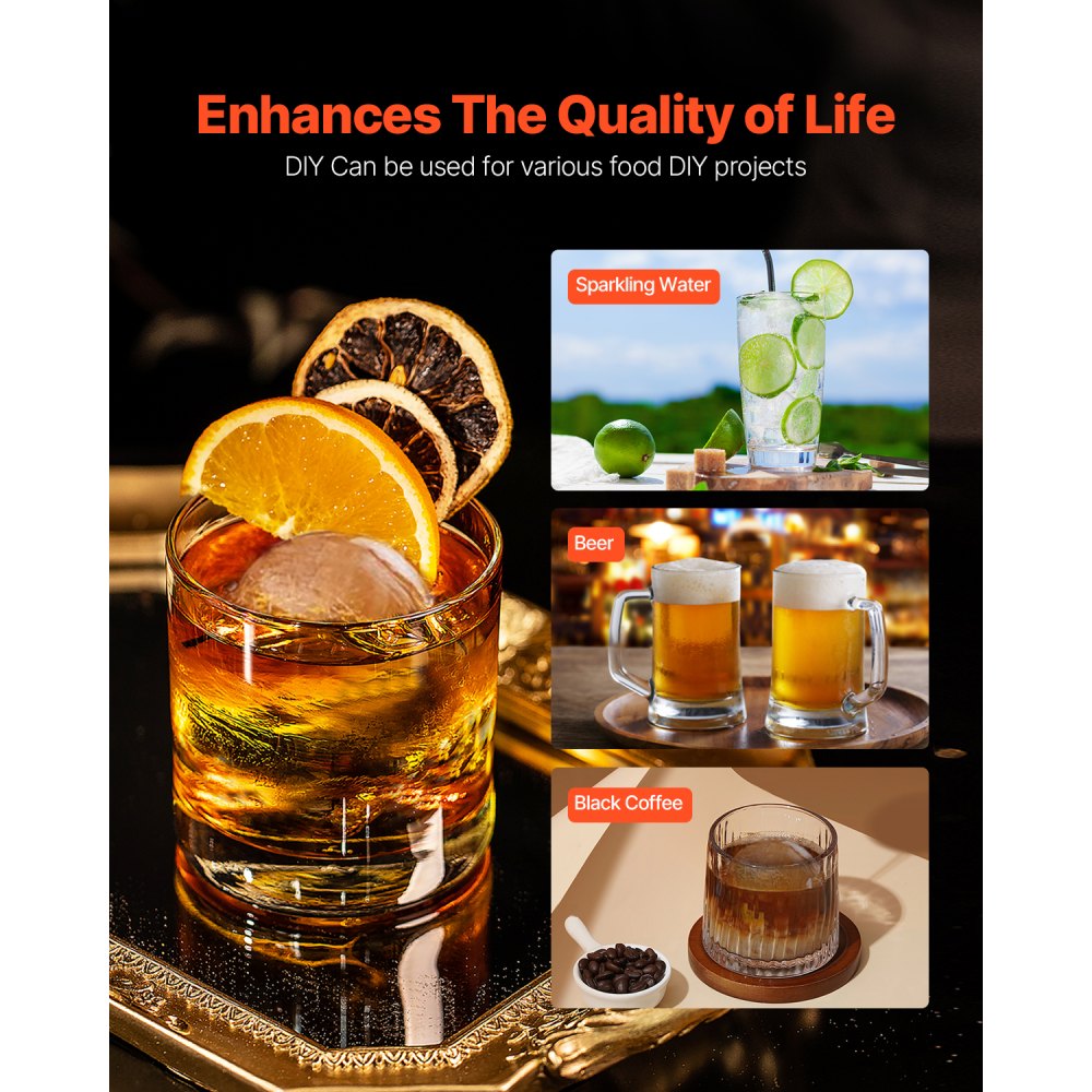 VEVOR Ice Ball Press Ice Ball Maker 2.1"/53mm Ice Press Kit for Whiskey Silver 