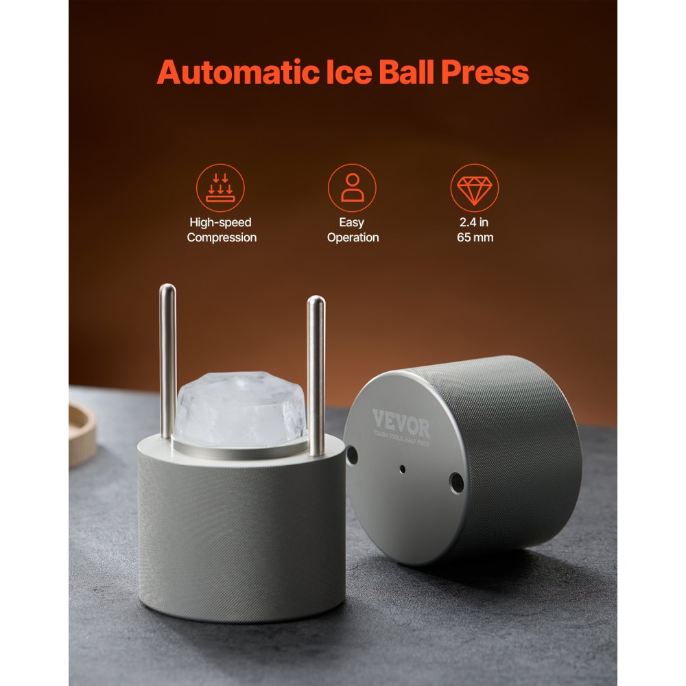 VEVOR Ice Diamond Press Ice Ball Maker 2.4" Diamond Ice Press Kit for Whiskey 