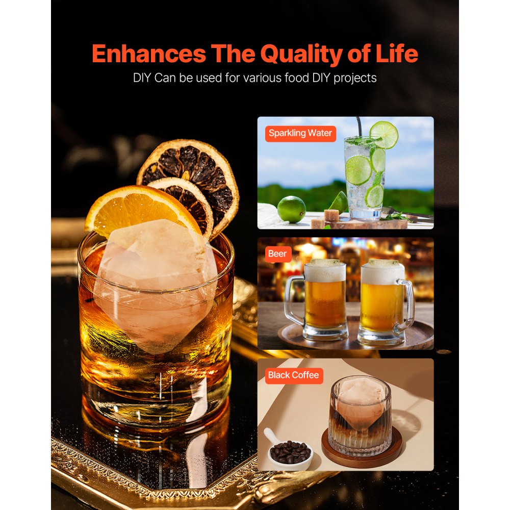 VEVOR Ice Diamond Press Ice Ball Maker 2.4" Diamond Ice Press Kit for Whiskey 