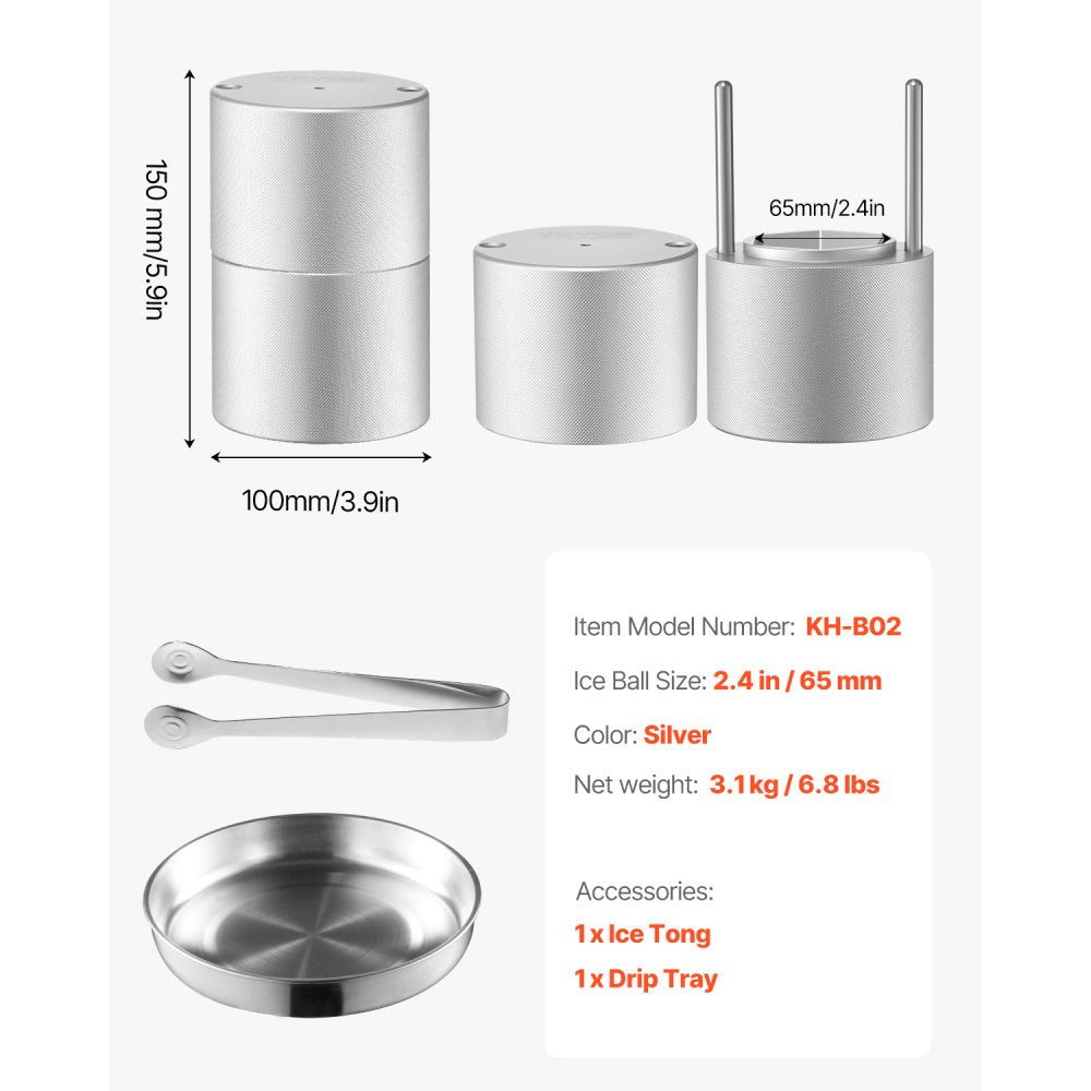 VEVOR Ice Diamond Press Ice Ball Maker 2.4" Diamond Ice Press Kit for Whiskey 
