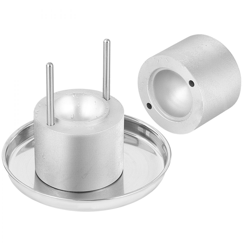 VEVOR Ice Ball Press, 2.4\" Ice Ball Maker, Aircraft Al Alloy Ice Ball Press Kit for 60mm Ice Sphere, Ice Press with Tong and Drip Tray, for Whiskey, Cocktail, Bourbon, Scot on Party & Holiday, Silver 