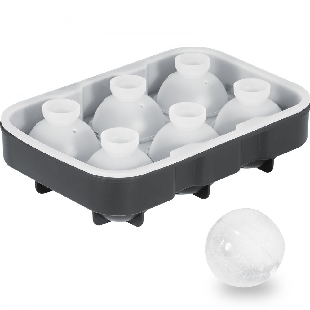 VEVOR Ice Cube Trays (Set of 2), 2-in-1 Combo with Silicone Sphere Ice Ball Maker & Large Square Ice Cube Maker with Lid, Reusable Easy Release BPA Free Ice Tray Set for Whiskey Cocktails Bourbon 