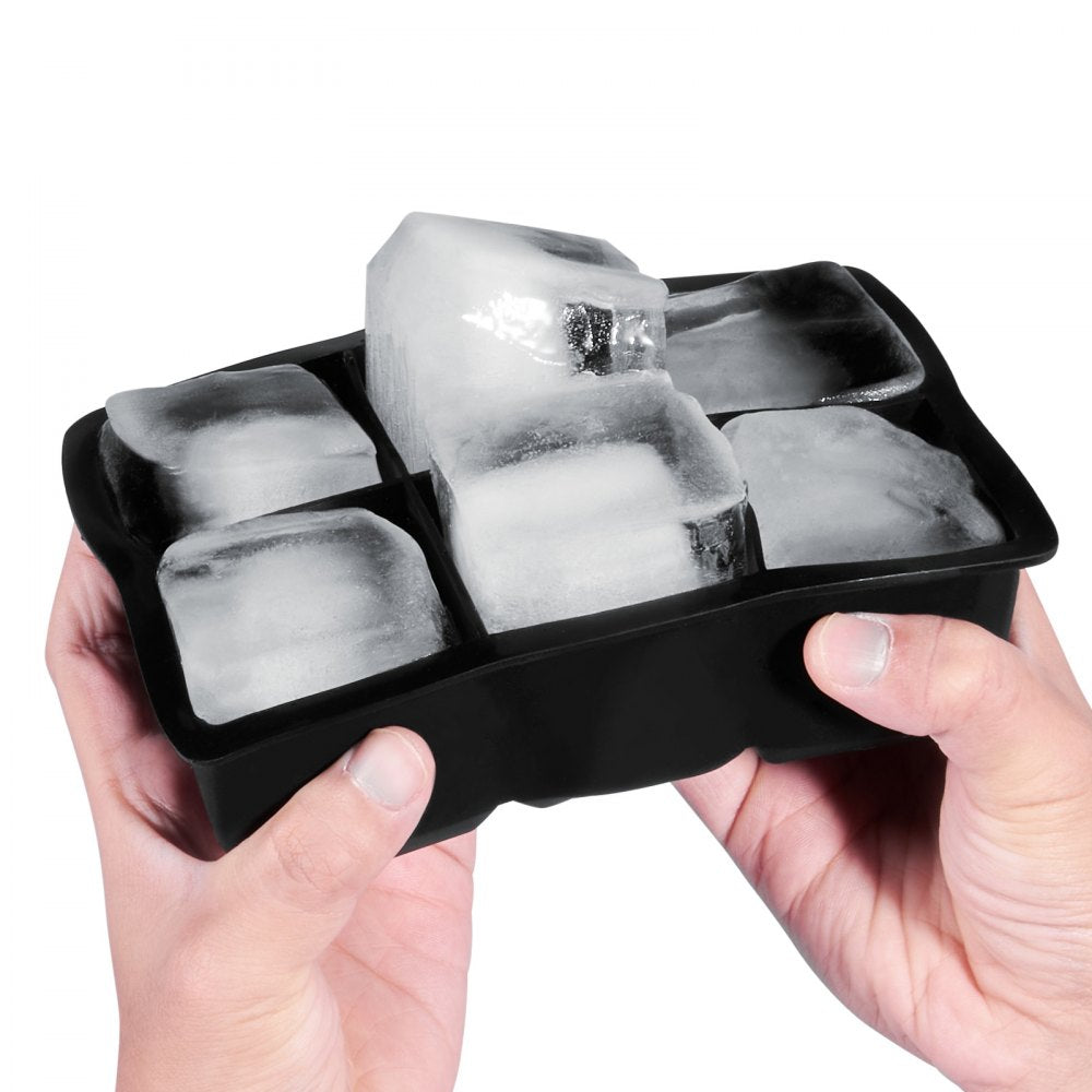 VEVOR Ice Cube Trays (Set of 2), 2-in-1 Combo with Silicone Sphere Ice Ball Maker & Large Square Ice Cube Maker with Lid, Reusable Easy Release BPA Free Ice Tray Set for Whiskey Cocktails Bourbon 