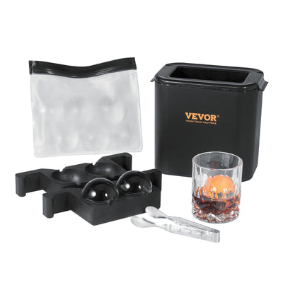 VEVOR Ice Ball Maker, Crystal Clear Ice Ball Maker 2.36inch Ice Sphere Maker with Storage Bag and Ice Clamp, Round Clear Ice Cube 2-Cavity Ice Press Maker for Whiskey Scotch Cocktail Brandy 