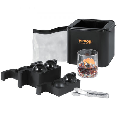 VEVOR Ice Ball Maker, Crystal Clear Ice Ball Maker 2.36inch Ice Sphere with Storage Bag and Ice Clamp, Round Clear Ice Cube 4-Cavity Ice Press Maker Whiskey Scotch Cocktail Brandy Bourbon 