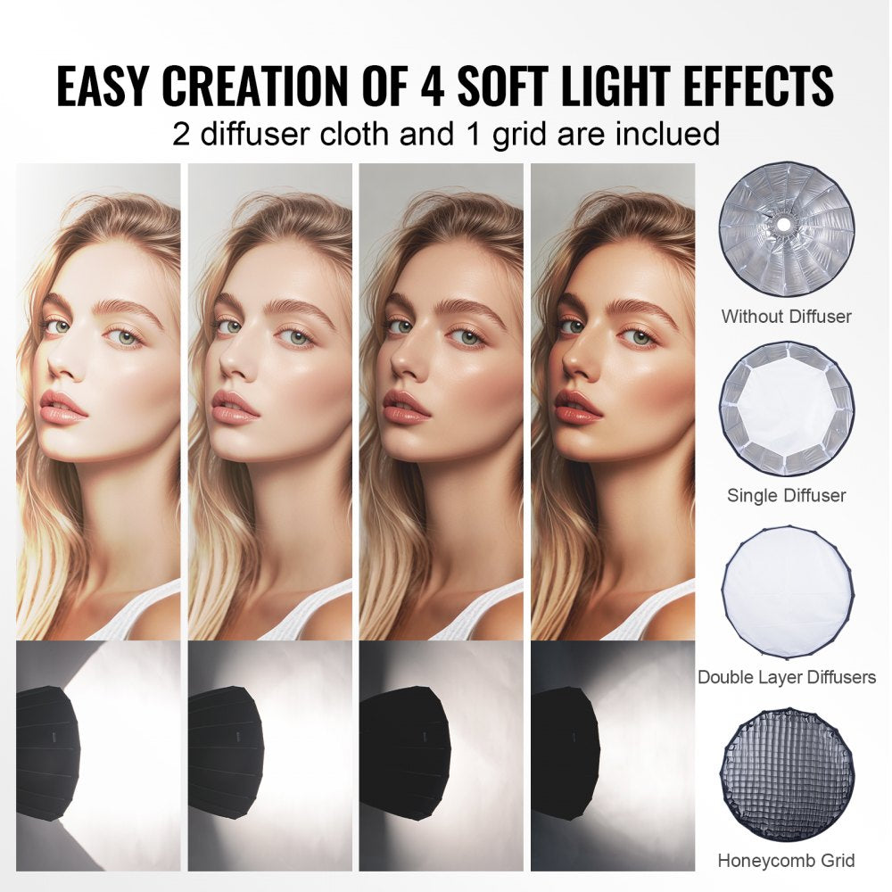 VEVOR Parabolic Softbox 33 in Quick Release & Quick Fold & Portable 