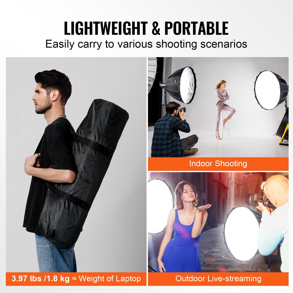 VEVOR Parabolic Softbox 33 in Quick Release & Quick Fold & Portable 