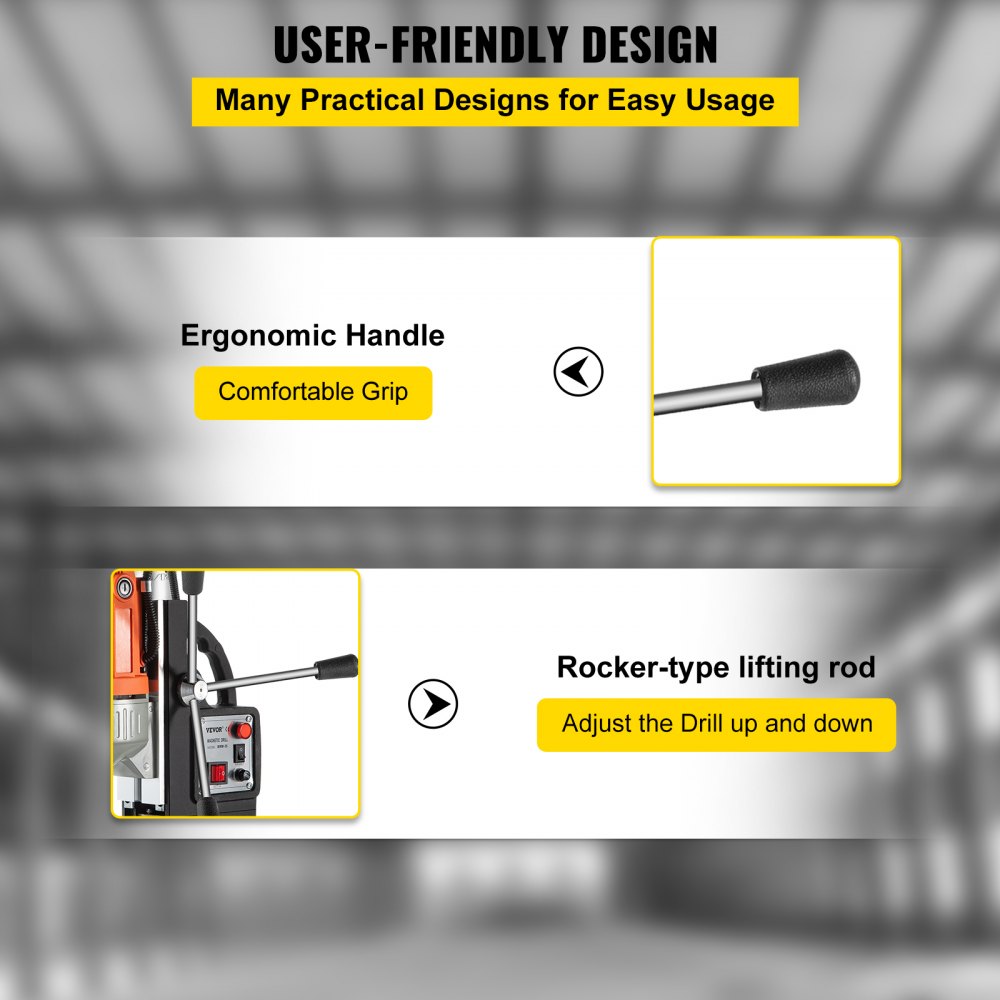 VEVOR Magnetic Drill Magnetic Drilling Machine 980W, Metal Drill Press High Power  680 rpm, Multi-Function Metal Drill Press 35MM Core Drilling Machine for Drilling And Tapping 