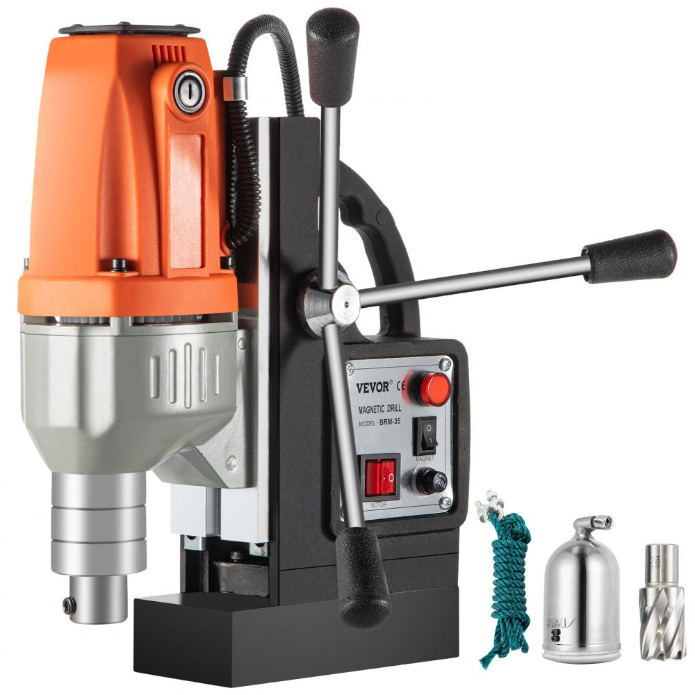 VEVOR Magnetic Drill Magnetic Drilling Machine 980W, Metal Drill Press High Power  680 rpm, Multi-Function Metal Drill Press 35MM Core Drilling Machine for Drilling And Tapping 
