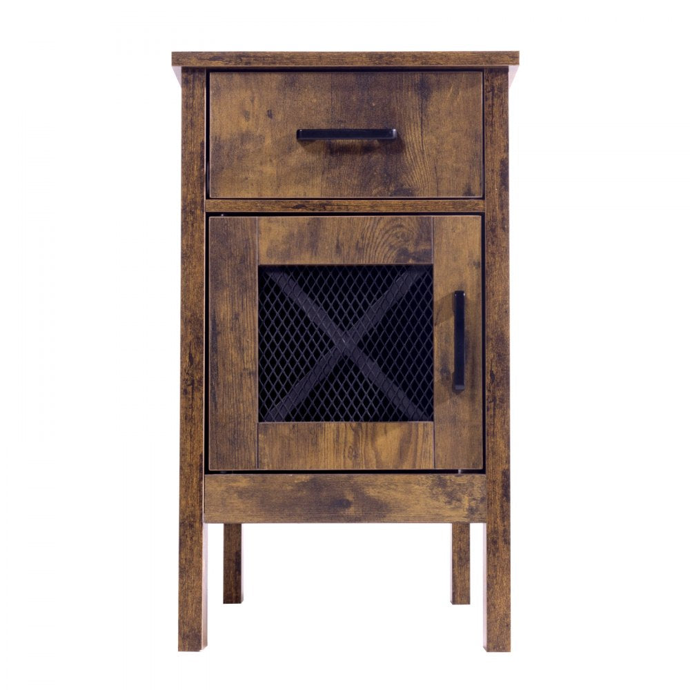 VEVOR Farmhouse End Table Night Stand with USB Ports & Outlets 3 Tiers Storage 