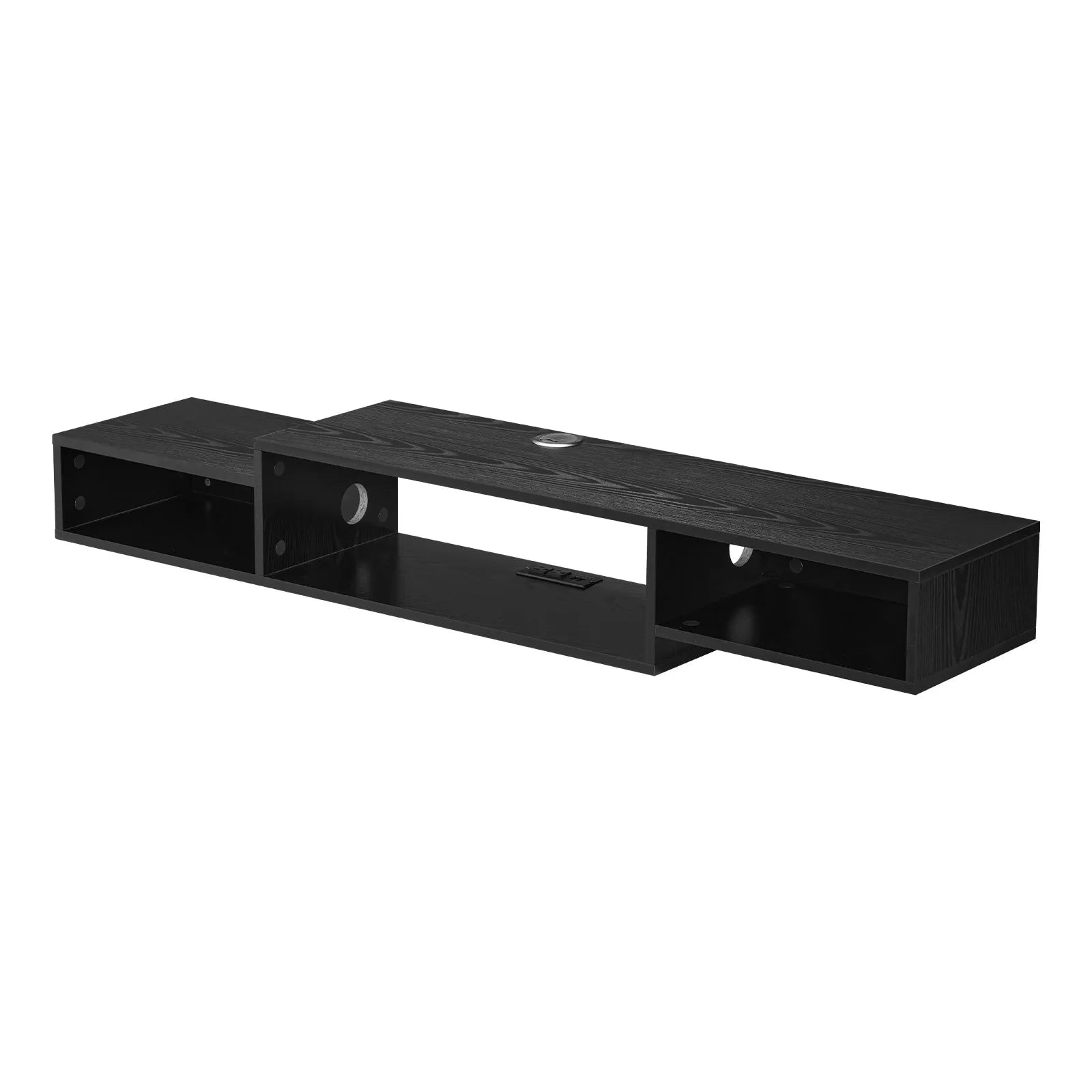 VEVOR Floating TV Stand 59" Entertainment Center Power Outlet & Cable Hole Black